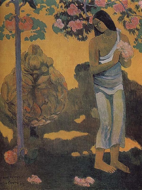 Paul Gauguin Woman holding flowers France oil painting art